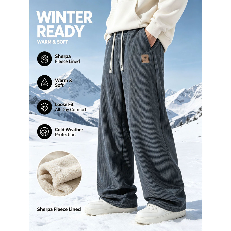 Corduroy Pant Warm - بنطلون رياضي شتوي للرجال من قماش