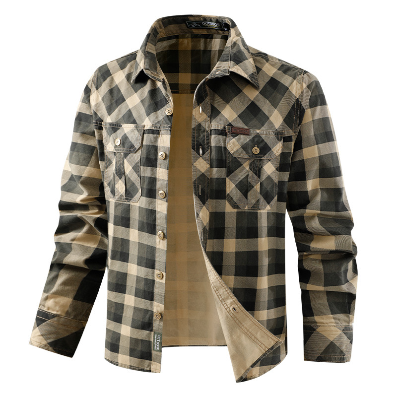 قميص رجالي ذو مربعات من القطن  - مراجعة Flannel Shirt Lined وسعره